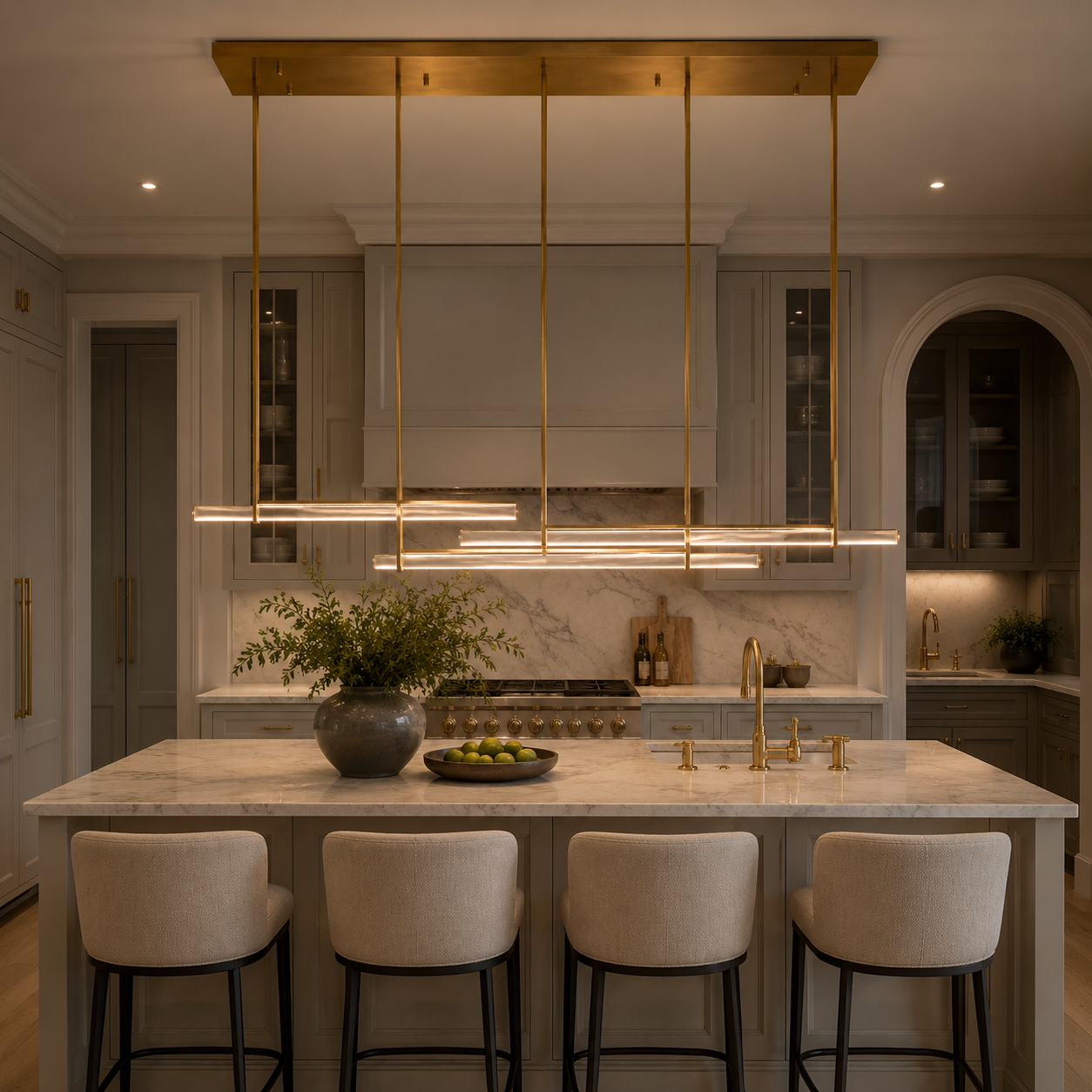Audubond Crystal Triple Bar Linear Chandelier