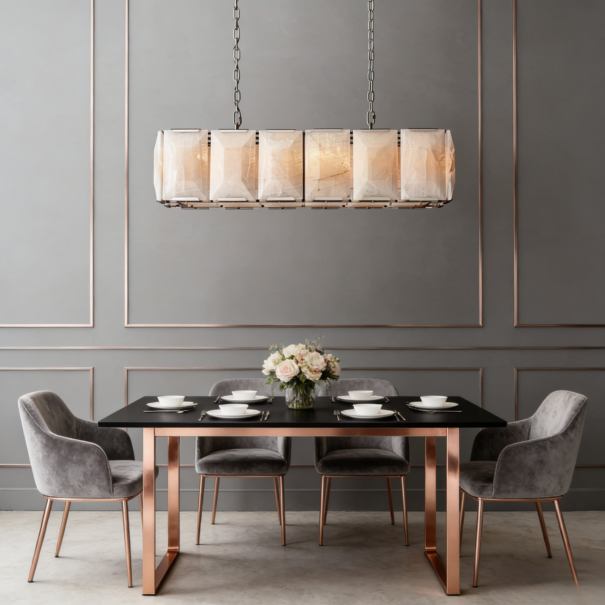 Harlowa Calcite Rectangular Chandelier