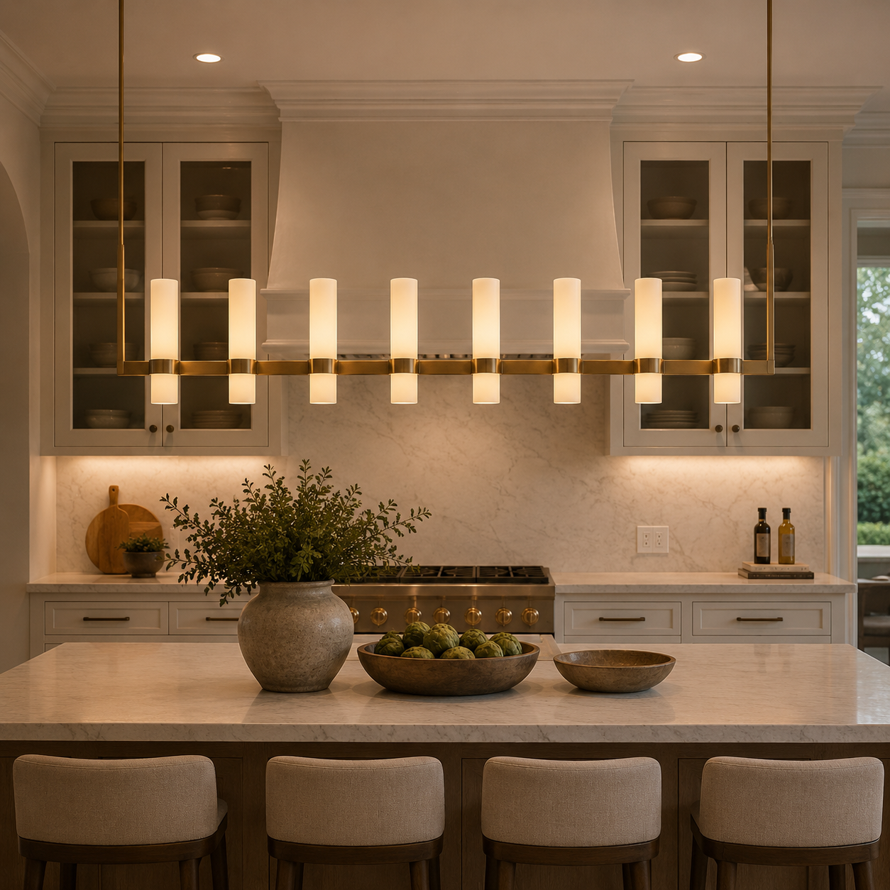 Ravellen Linear Milk Glass Chandelier