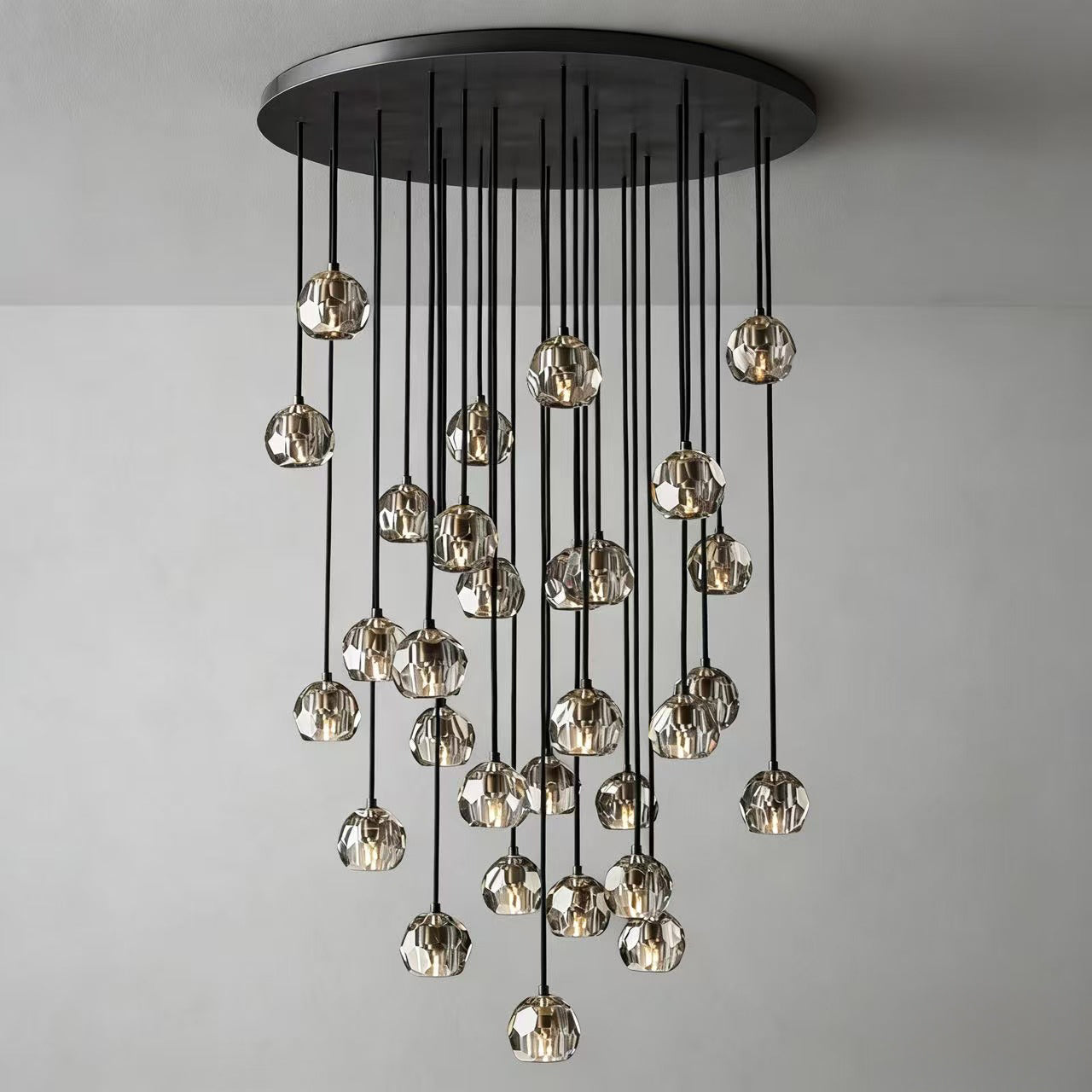 Boule dee Cristal Clear Smoke Glass Round Cluster Chandelier