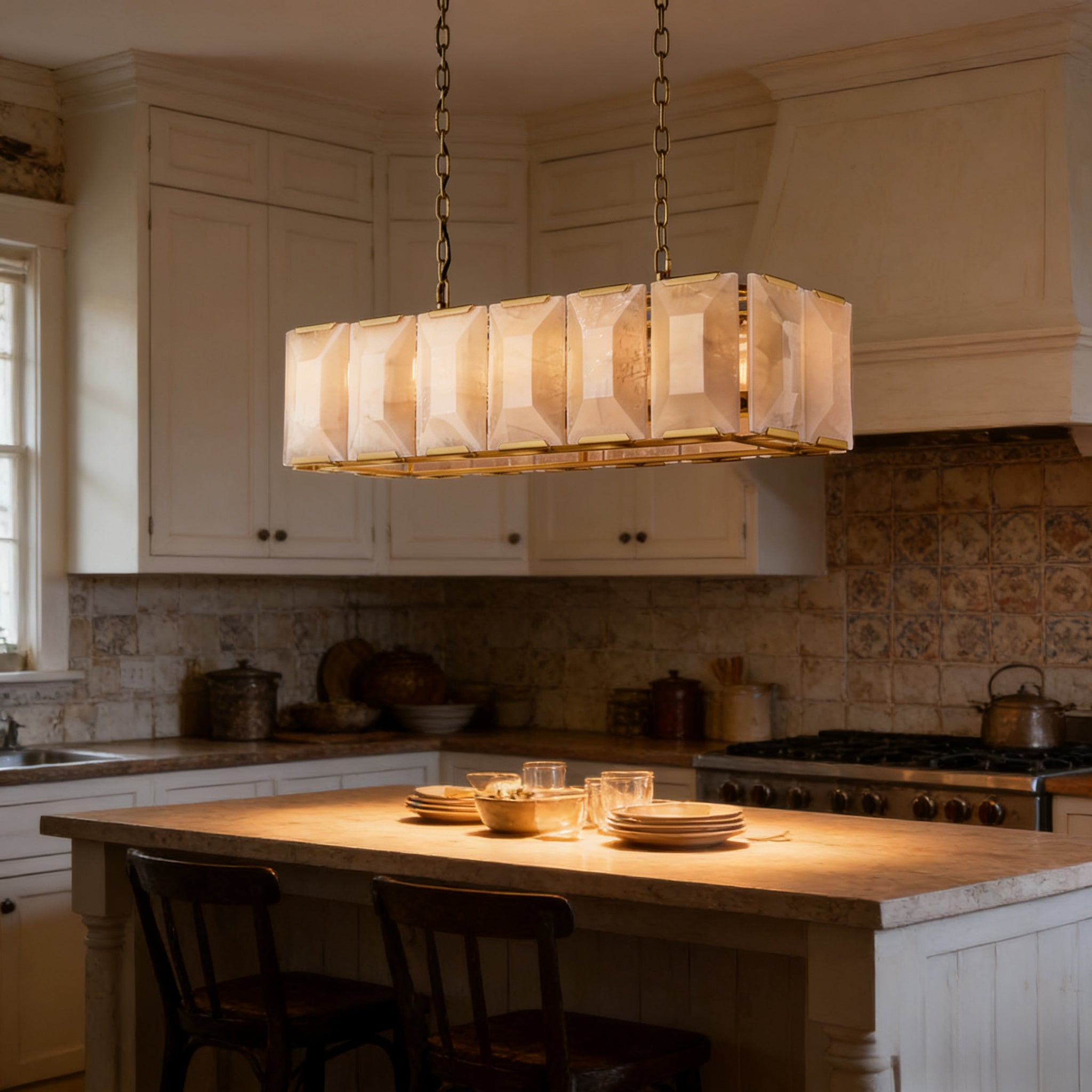 Harlowa Calcite Rectangular Chandelier