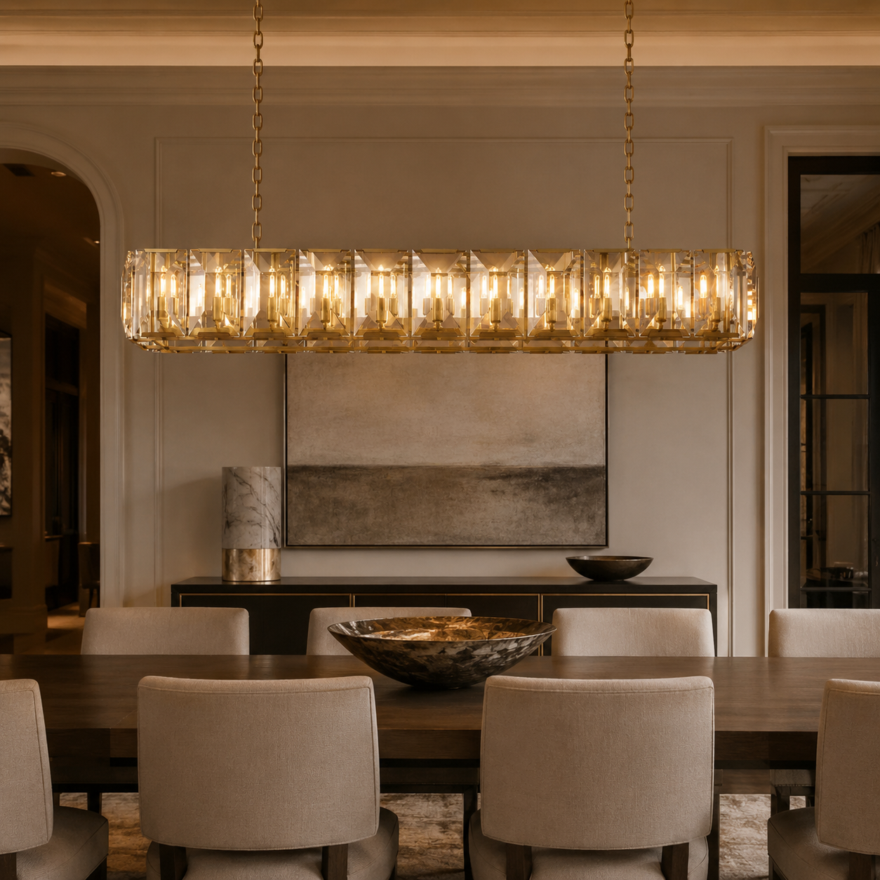 Harlowa Crystal Rectangular Chandelier