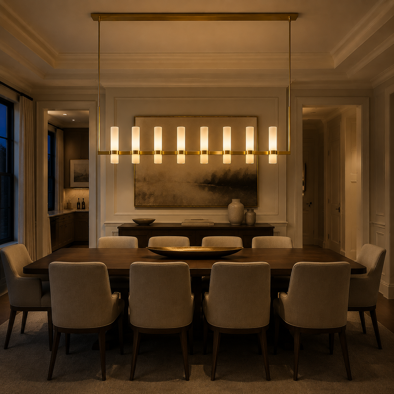 Lavellen Linear Milk Glass Chandelier