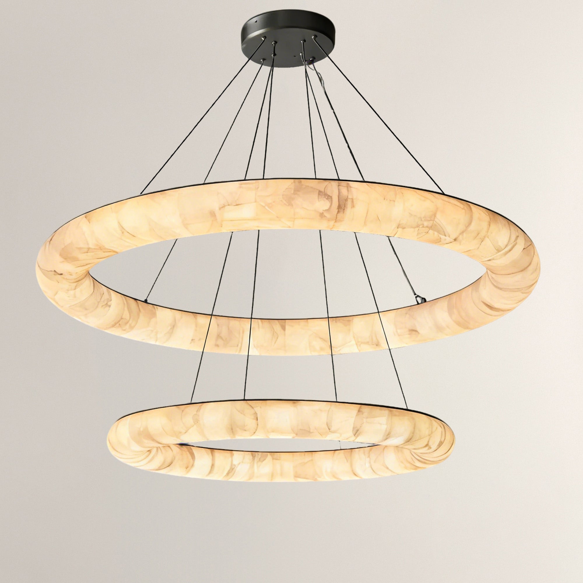 Rivage Lisse Dual Layer Round Alabaster Chandelier