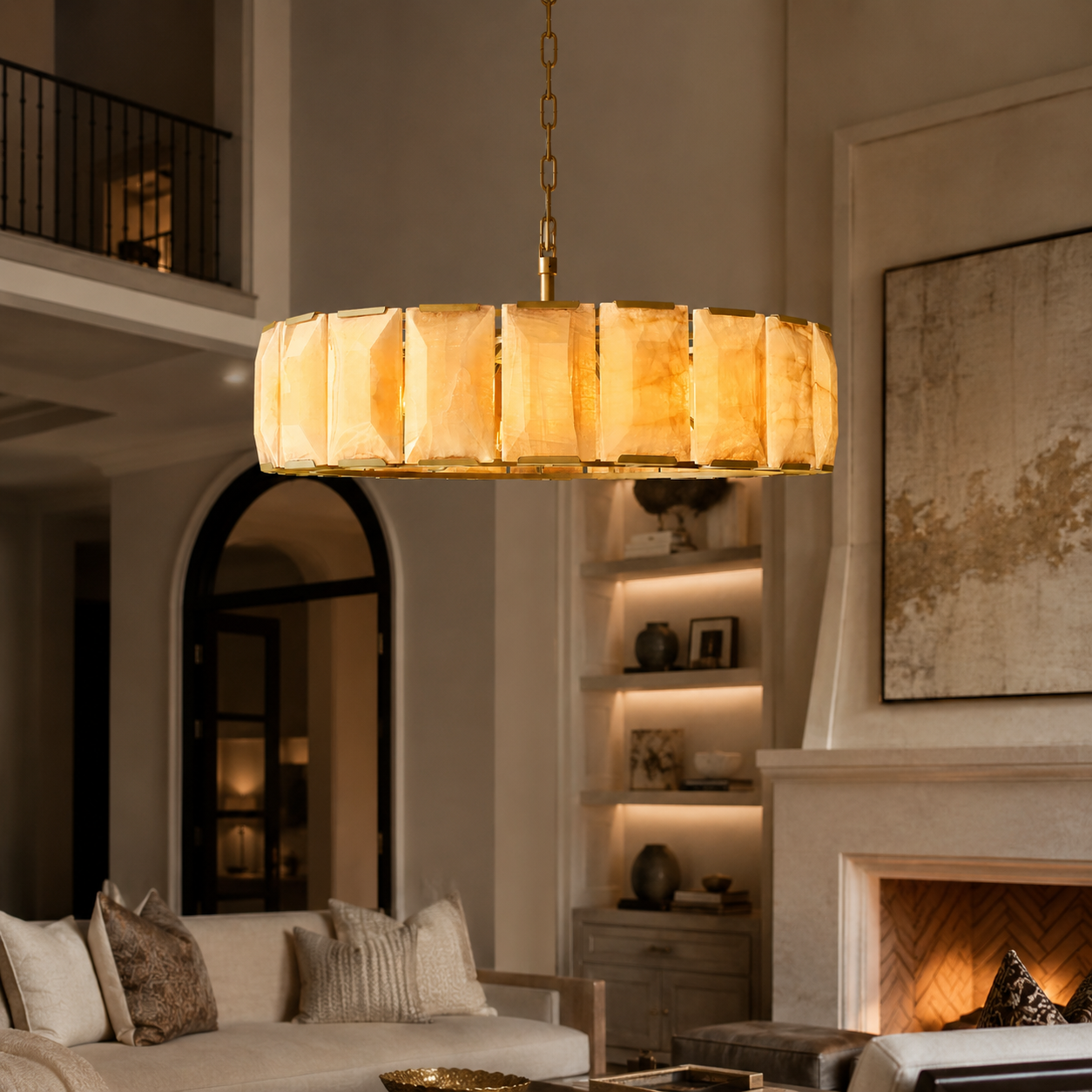 Harlowa Calcite Round Chandelier