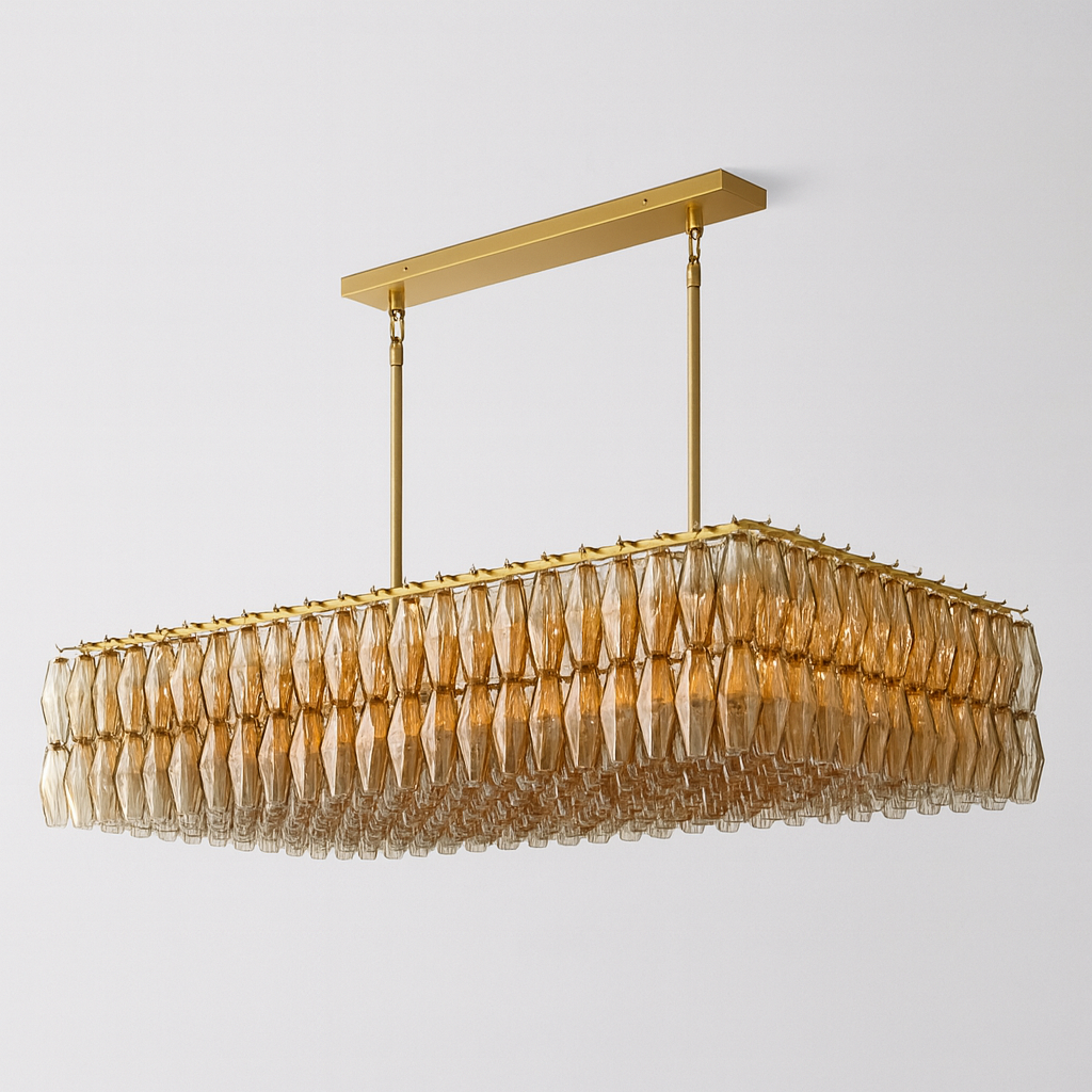 Dhiara Smoke Glass Rectangular Chandelier