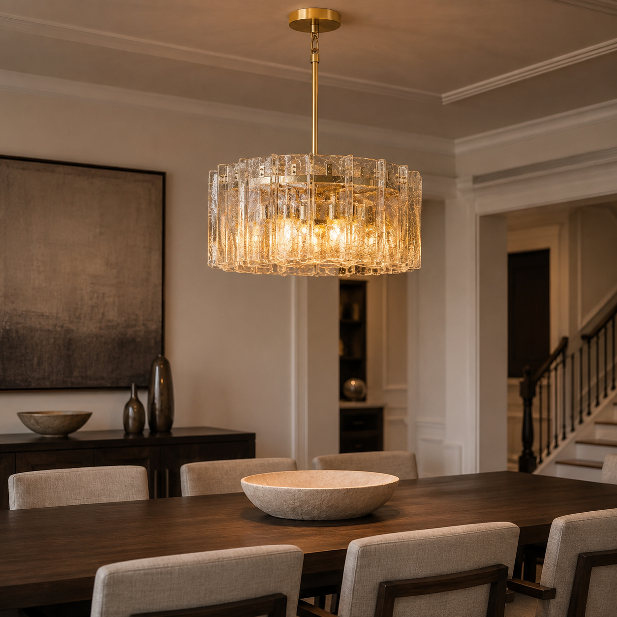 Lattica Smoke/Clear Glass Round Chandelier