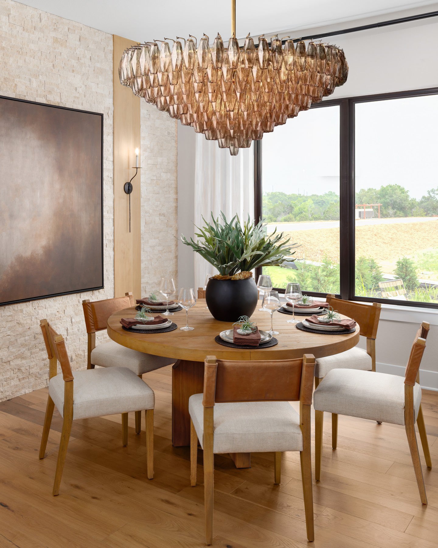 CHIARAD SMOKE GLASS TIERED ROUND CHANDELIER