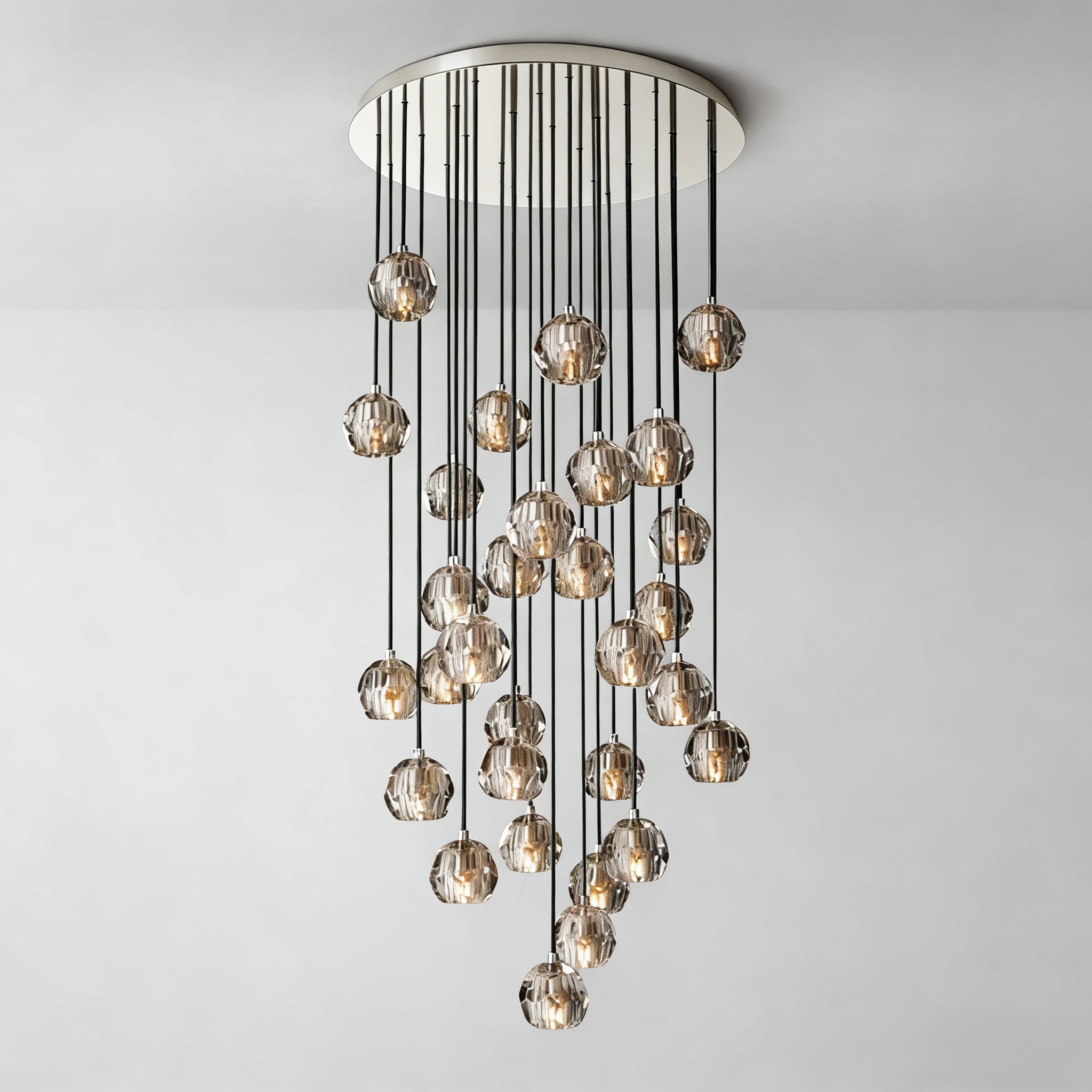 Boule dee Cristal Clear Smoke Glass Round Cluster Chandelier
