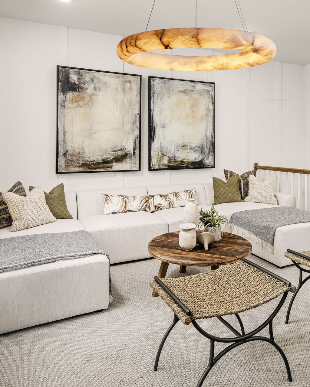 Halima Halo Round Alabaster Chandelier