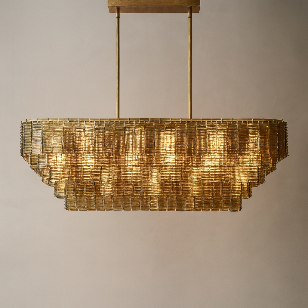 Sirenel Smoke Glass Rectangular Chandelier