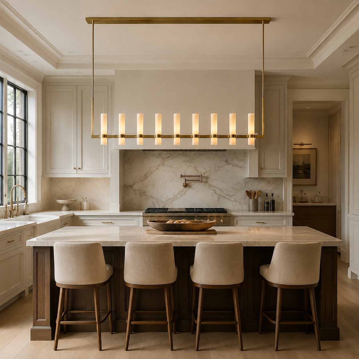 Lavellen Linear Milk Glass Chandelier