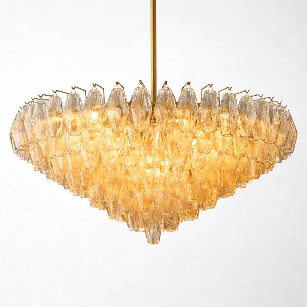 CHIARAD CLEAR GLASS TIERED ROUND CHANDELIER
