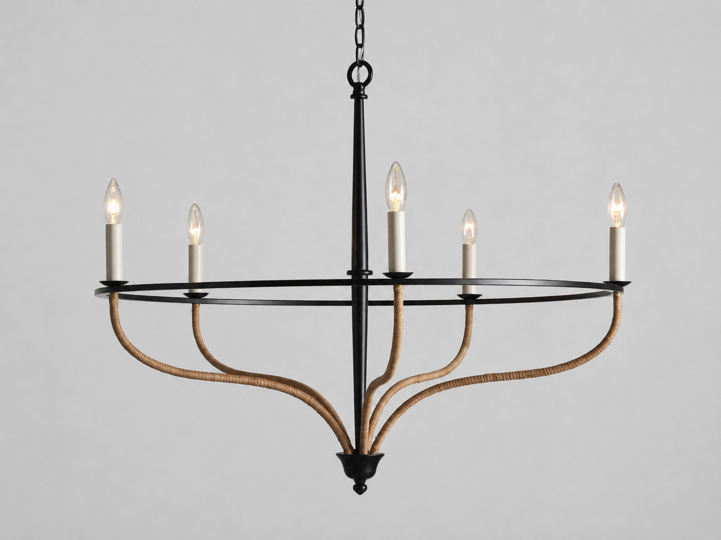 Rosalind Rattan Chandelier in Black