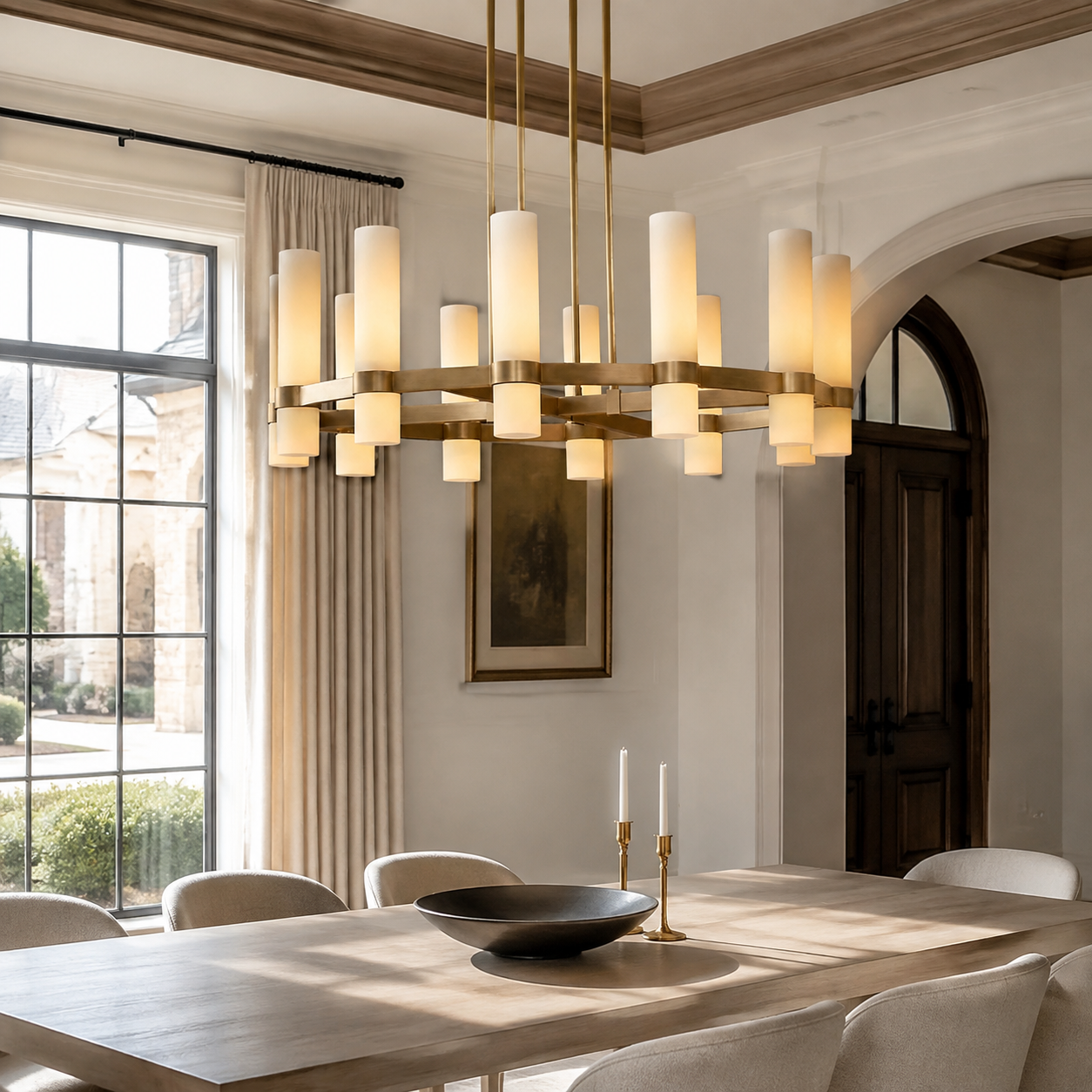 Lavellen Round Milk Glass Chandelier