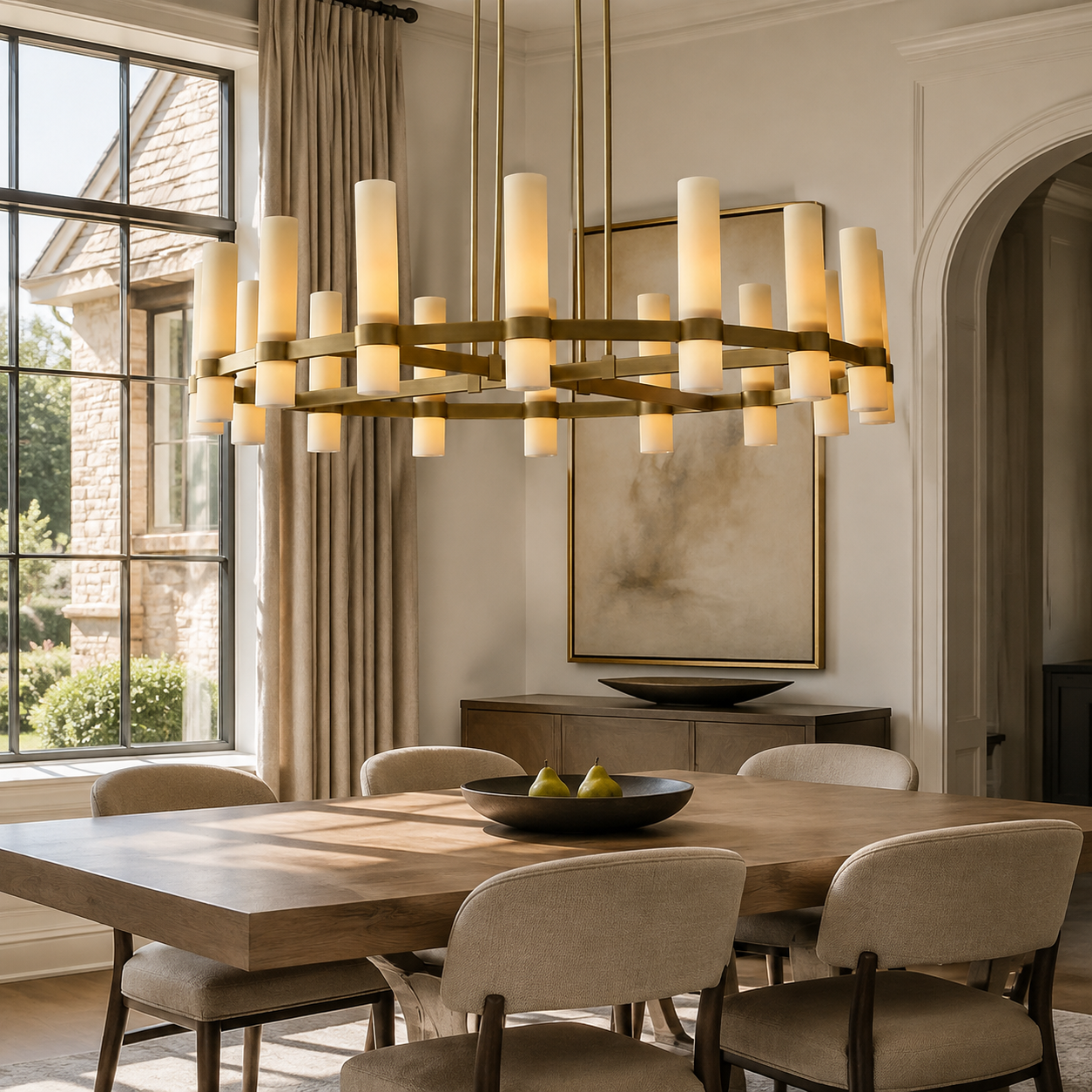 Lavellen Round Milk Glass Chandelier