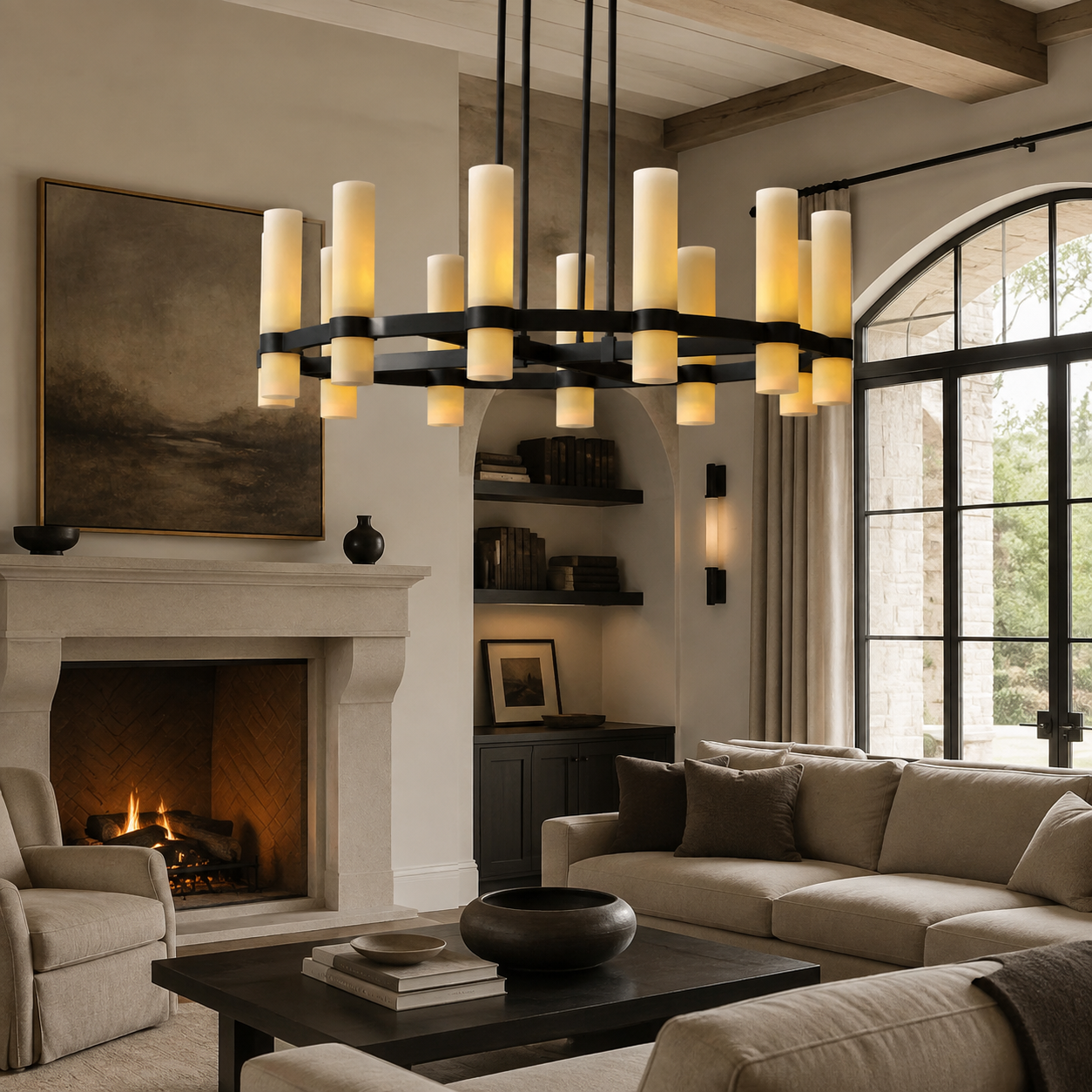 Lavellen Round Milk Glass Chandelier