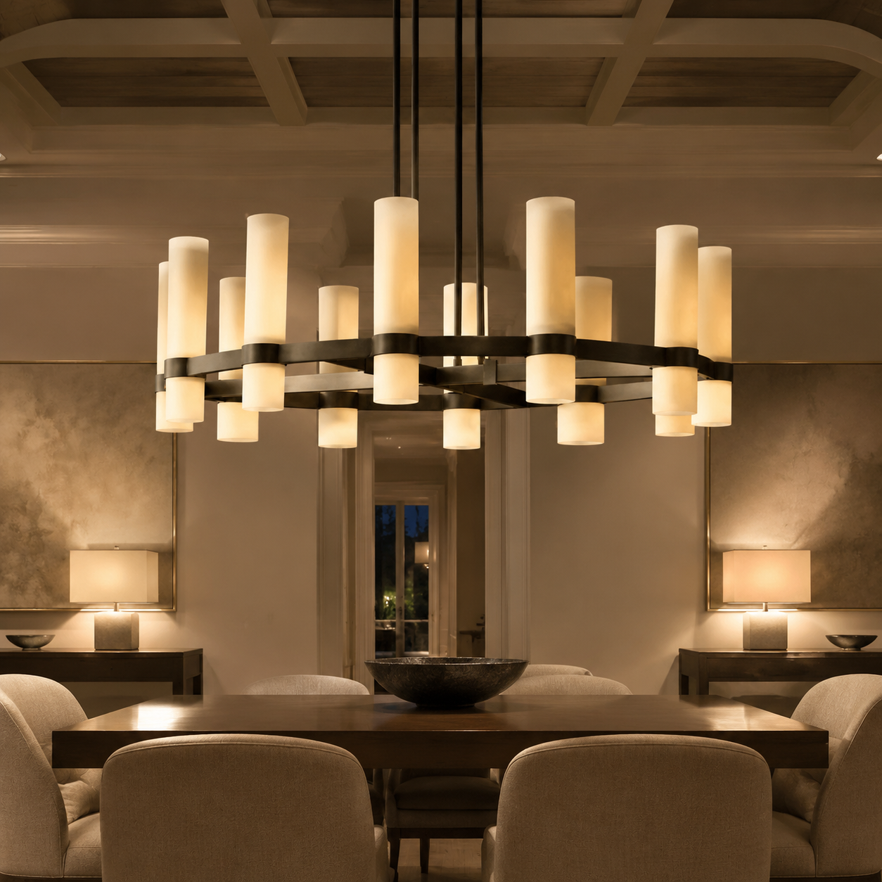 Lavellen Round Milk Glass Chandelier