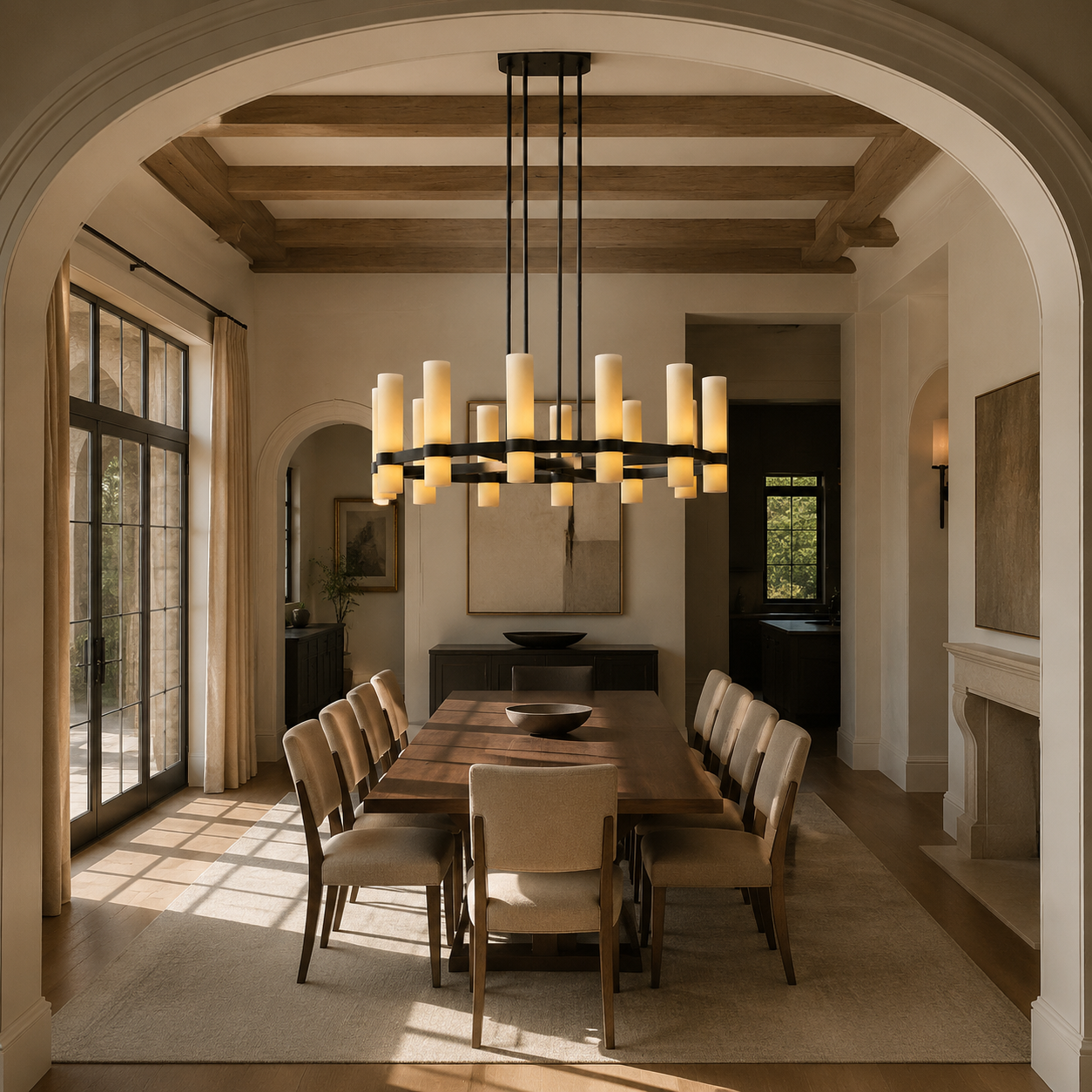 Lavellen Round Milk Glass Chandelier