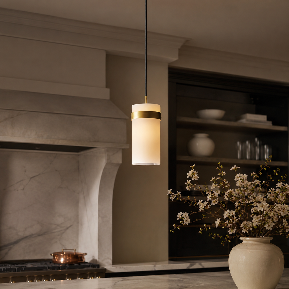 Lavellen Milk Glass Cord Pendant