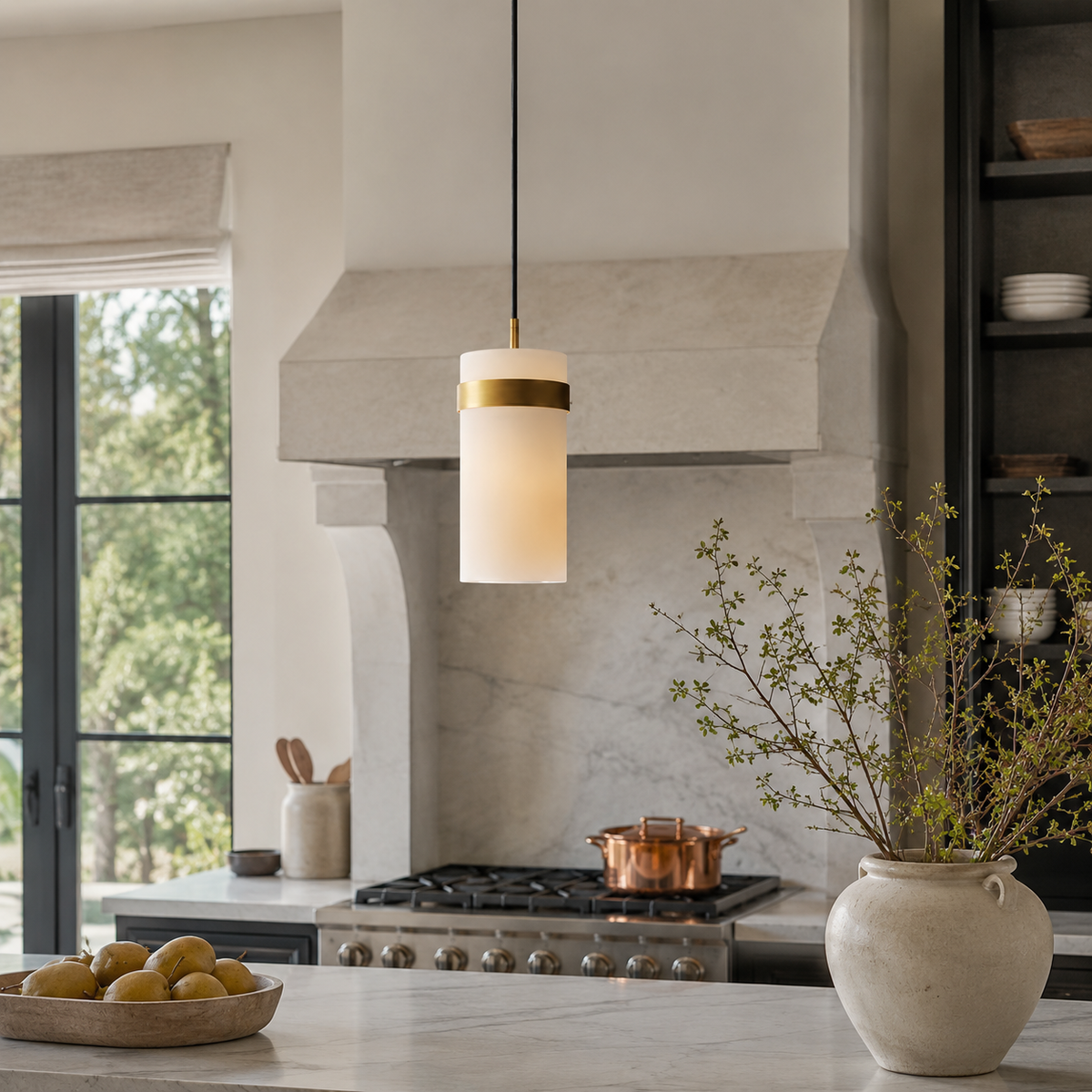 Lavellen Milk Glass Cord Pendant