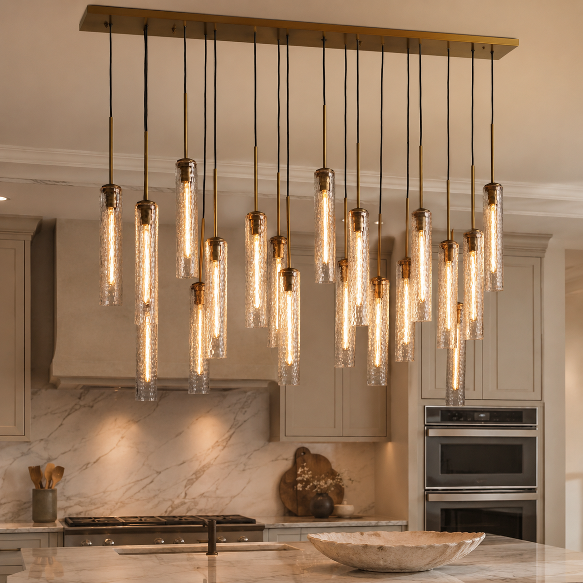 Colleena Linear Hammered Glass Chandelier