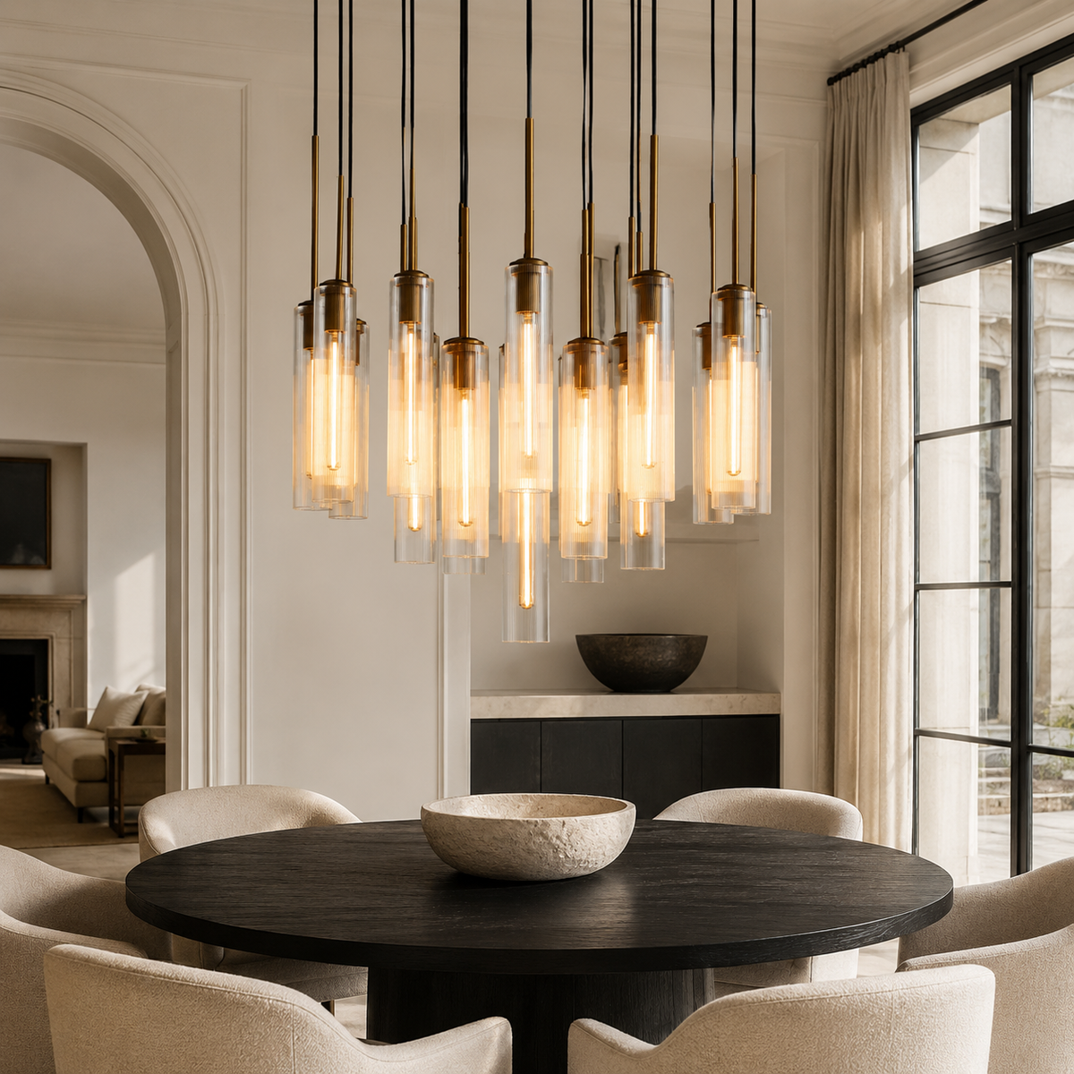 Colleena Fluted Glass Round Chandelier