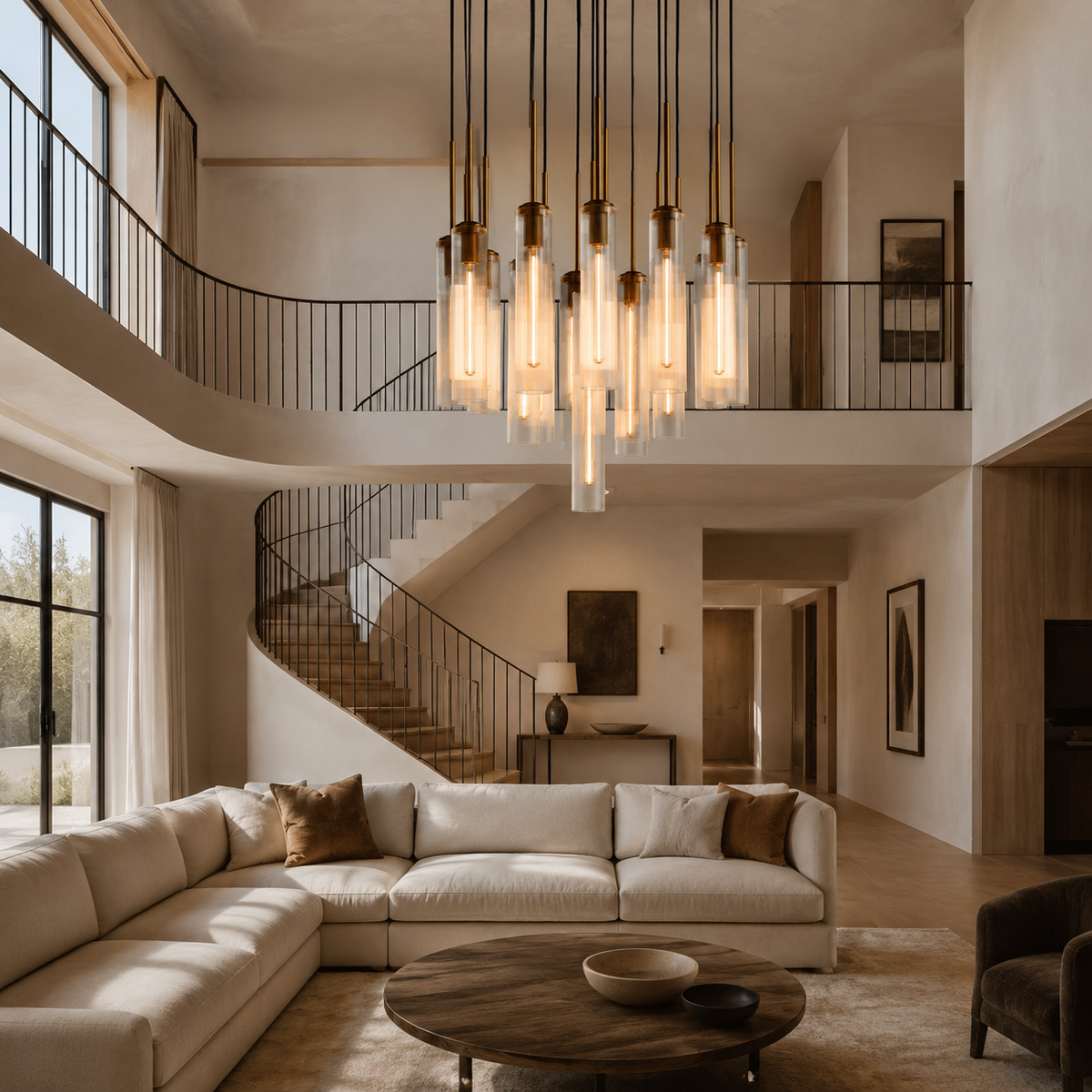 Colleena Fluted Glass Round Chandelier