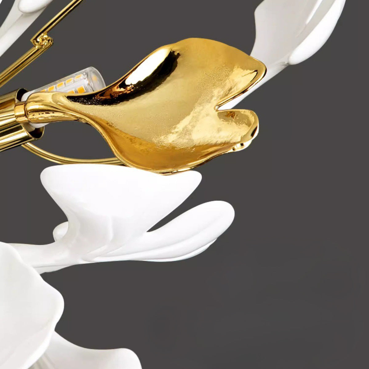 24 Light Gold Chandelier, Luxury Ginkgo Branch Chandelier for Staircase