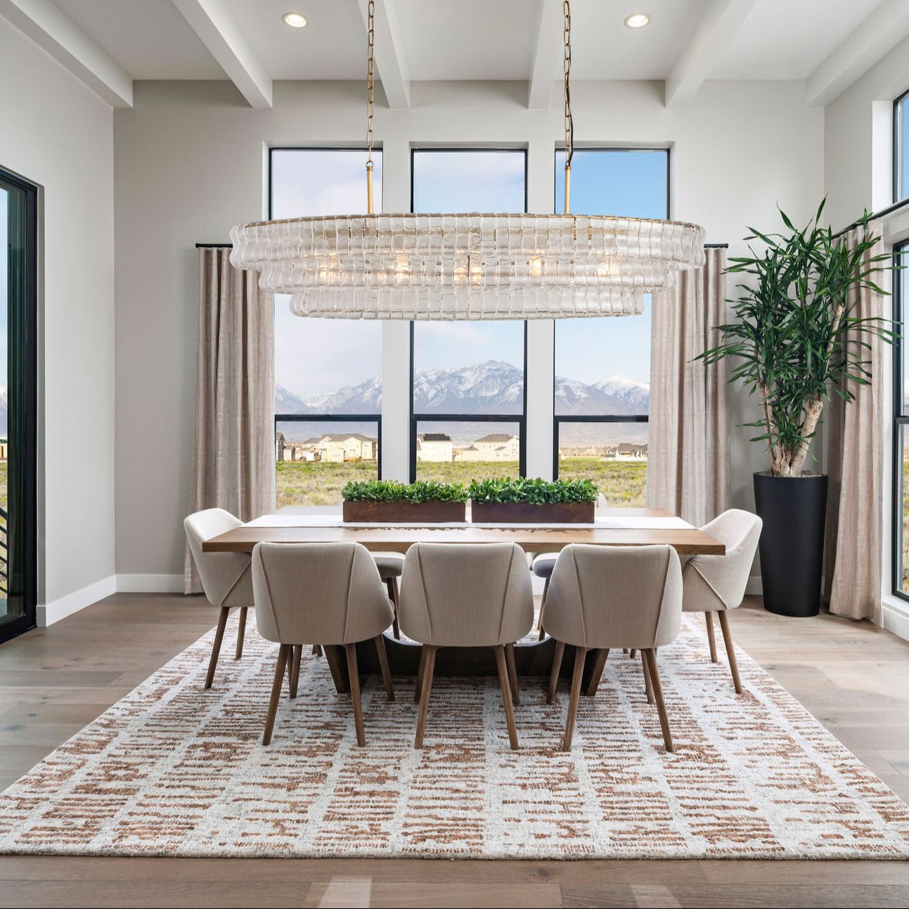 Ghiaccio Smoke Class Oval Chandelier 54"/ 65"