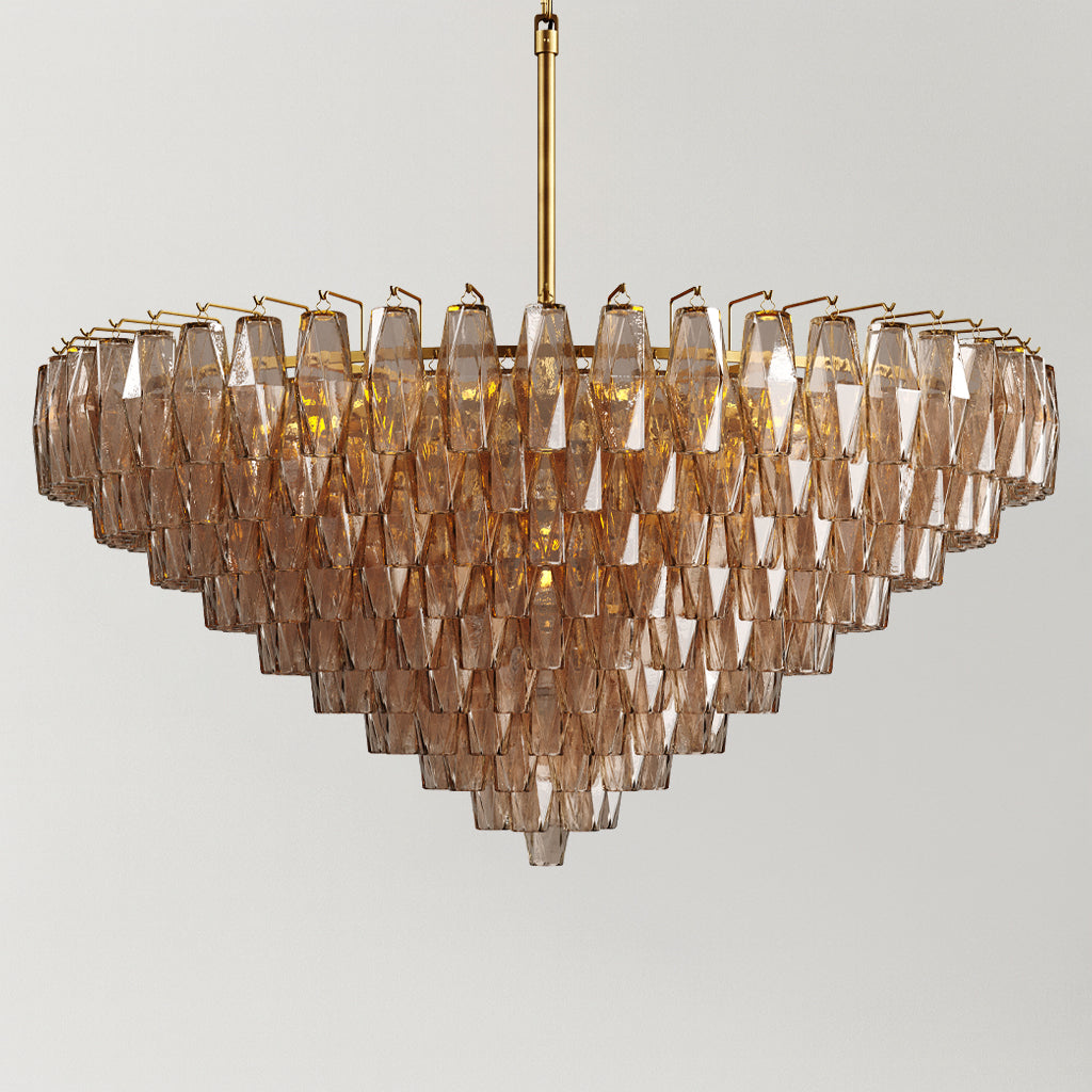 DHIARA SMOKE GLASS TIERED ROUND CHANDELIER