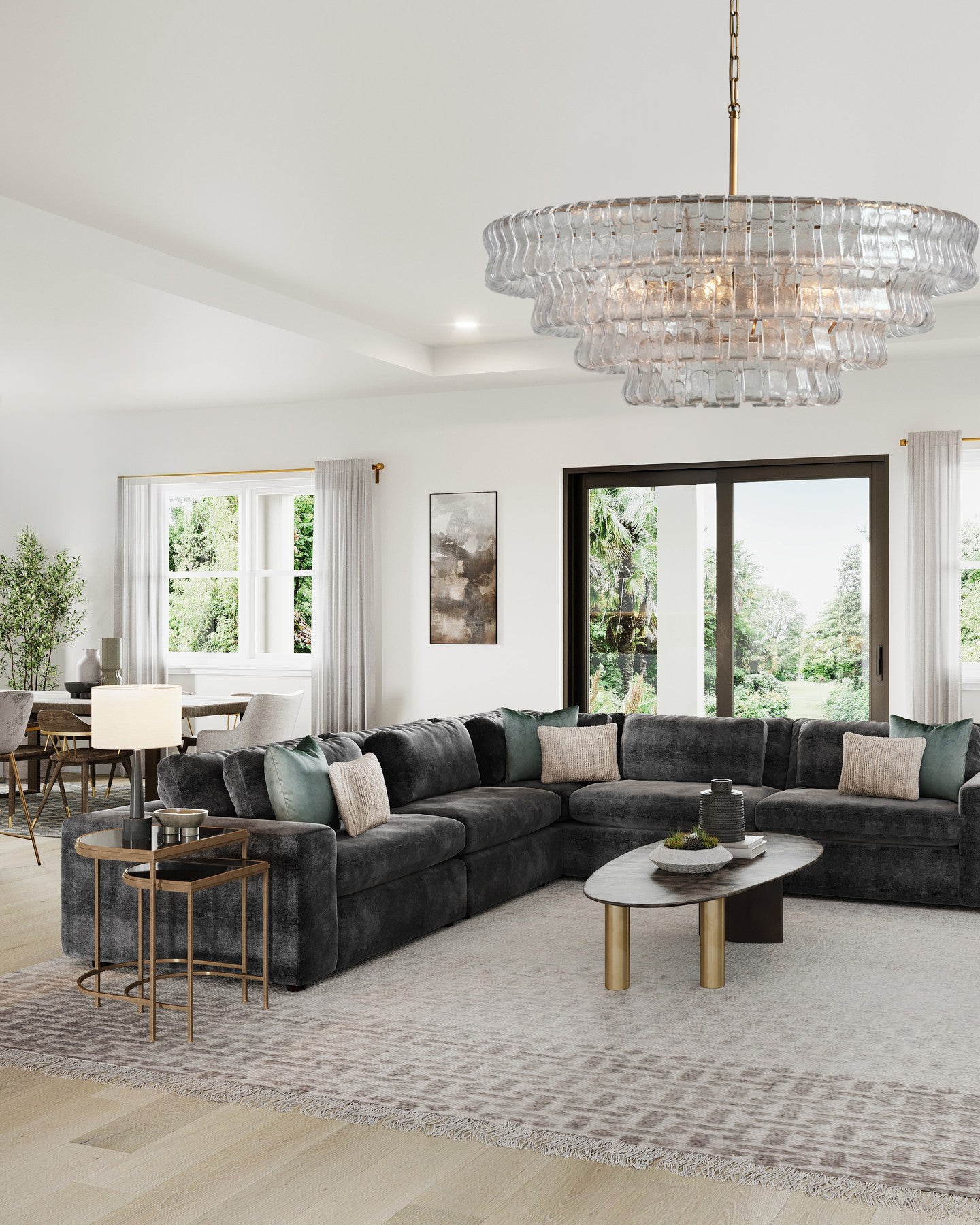 Ghiaccio Smoke Class Round Chandelier 24"36"48"60"